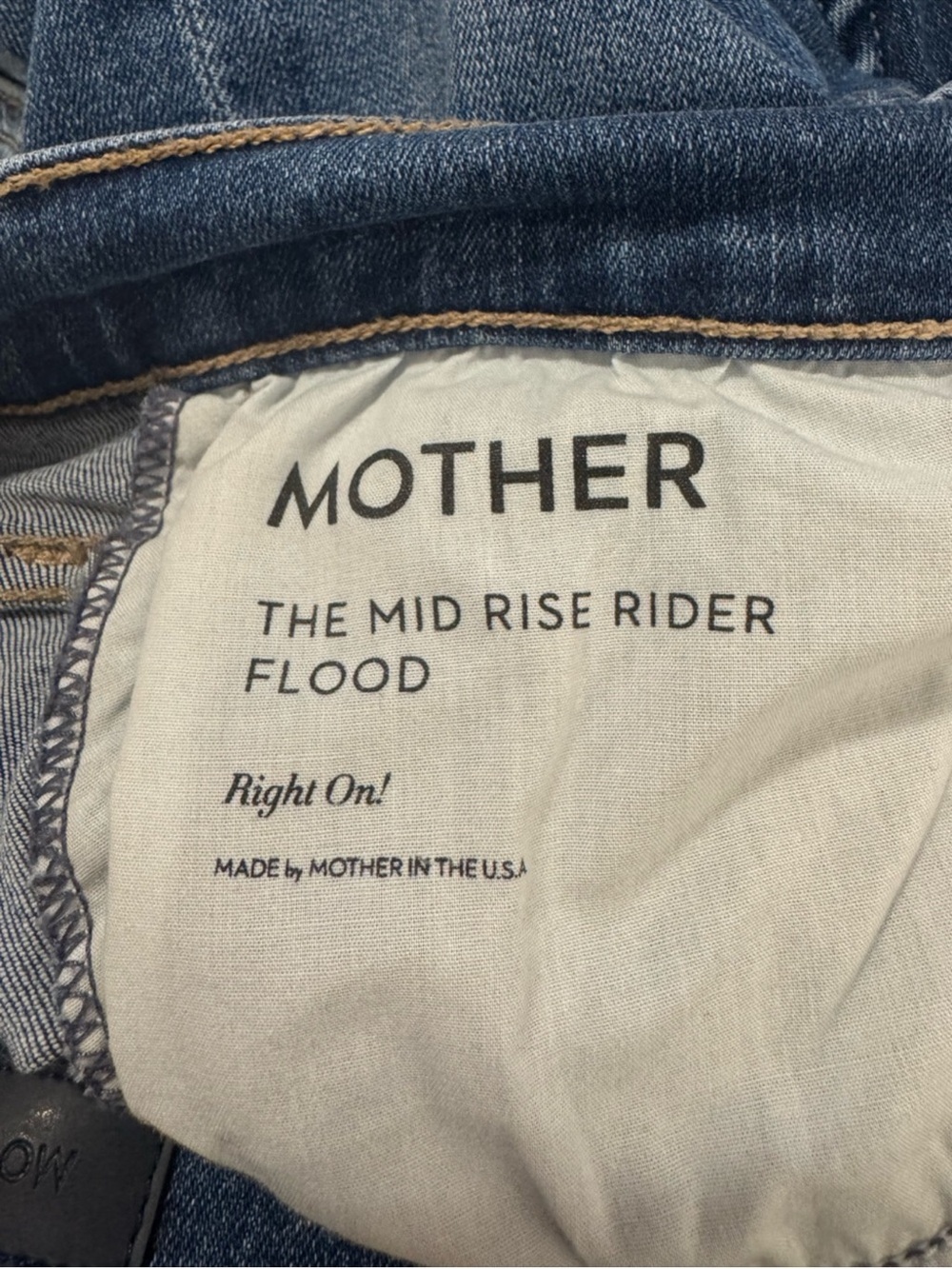 MOTHER Mid Rise Rider Flood Jeans in Medium Blue Denim